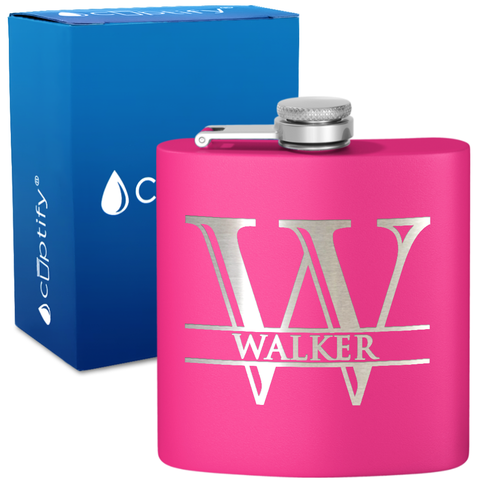 Personalized Split Script 6oz Hip Flask