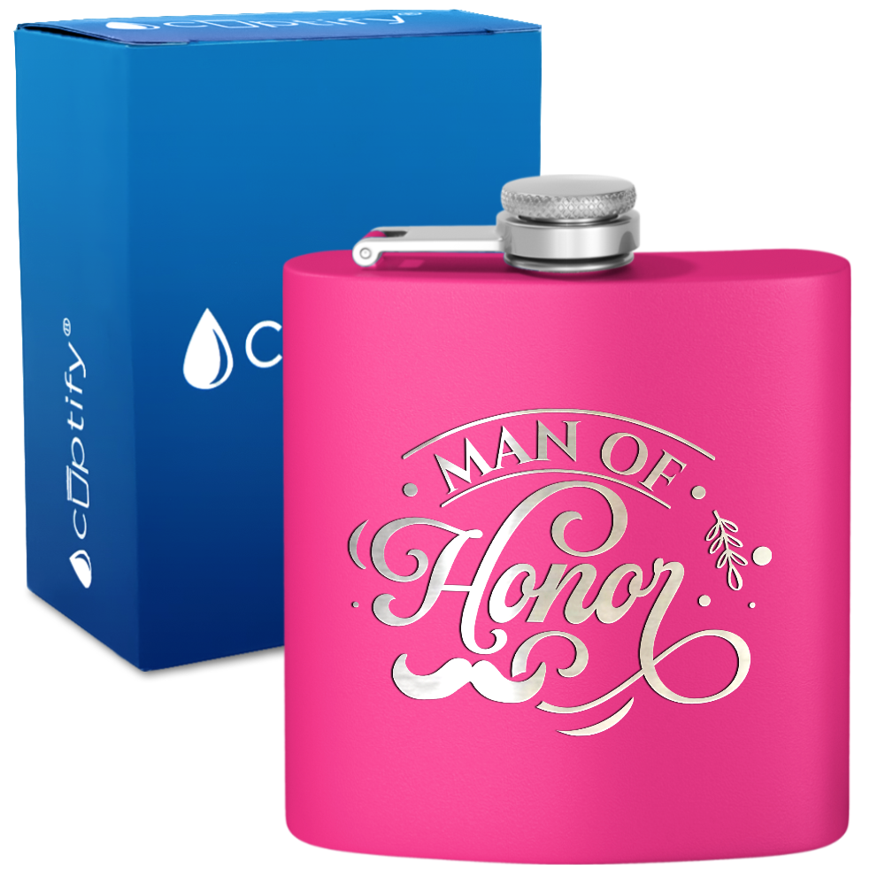 Man of Honor 6 oz Stainless Steel Hip Flask