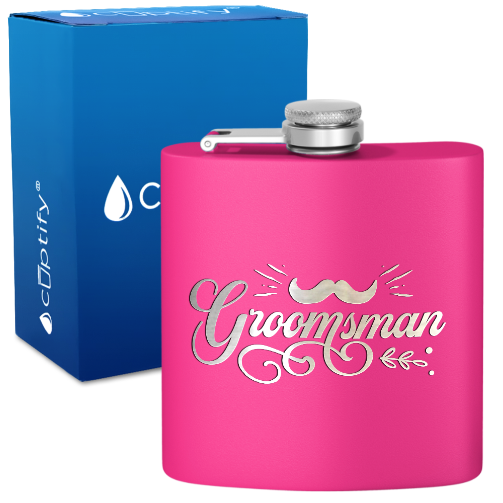 Groomsman Groovy 6 oz Stainless Steel Hip Flask