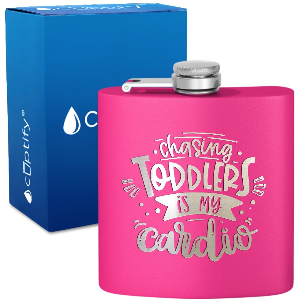 Chasing Toddlers Is My Cardio 6 oz Stainless Steel Hip Flask