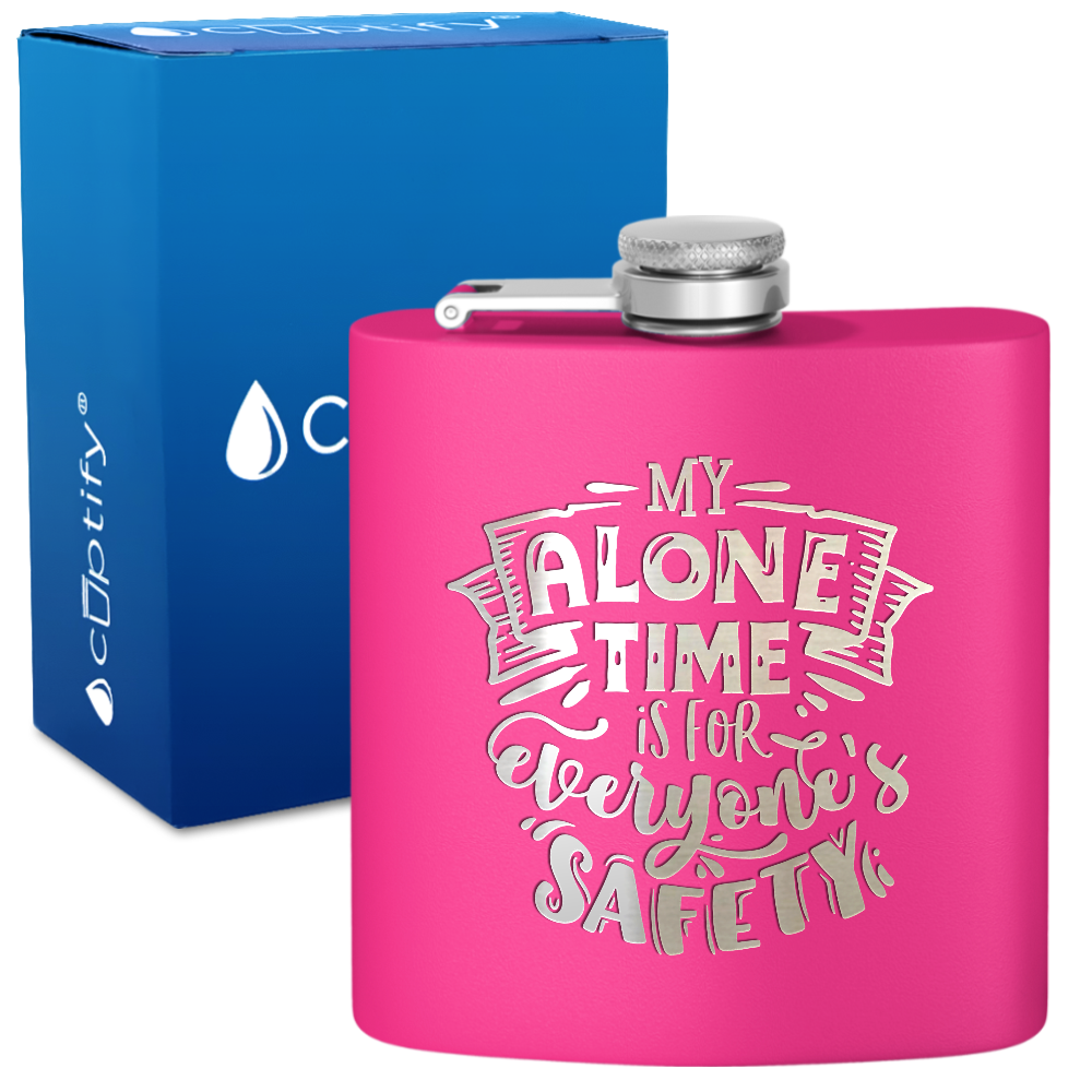 My Alone Time 6 oz Stainless Steel Hip Flask