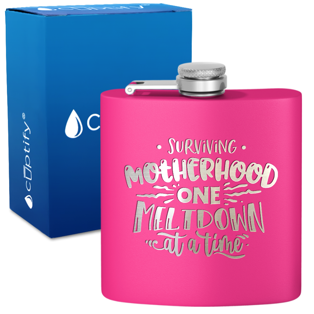 Surviving Motherhood 6 oz Stainless Steel Hip Flask