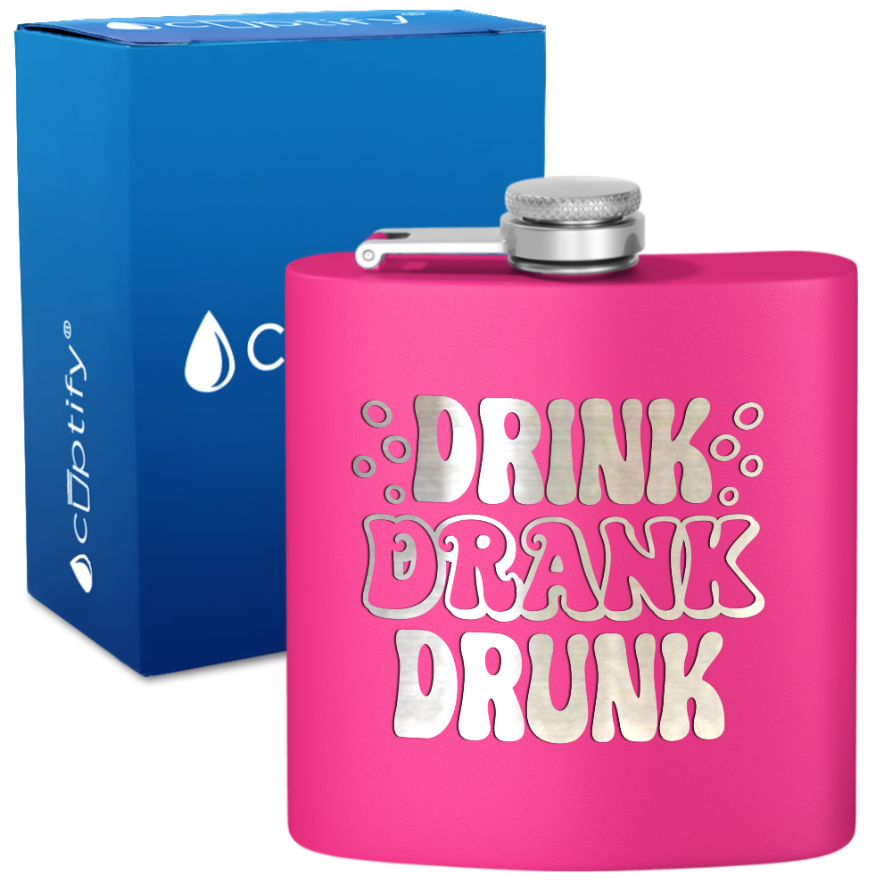 Drink Drank Drunk 6 oz Stainless Steel Hip Flask