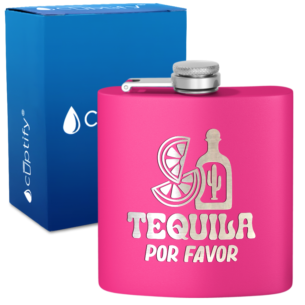 Tequila Por Favor 6 oz Stainless Steel Hip Flask