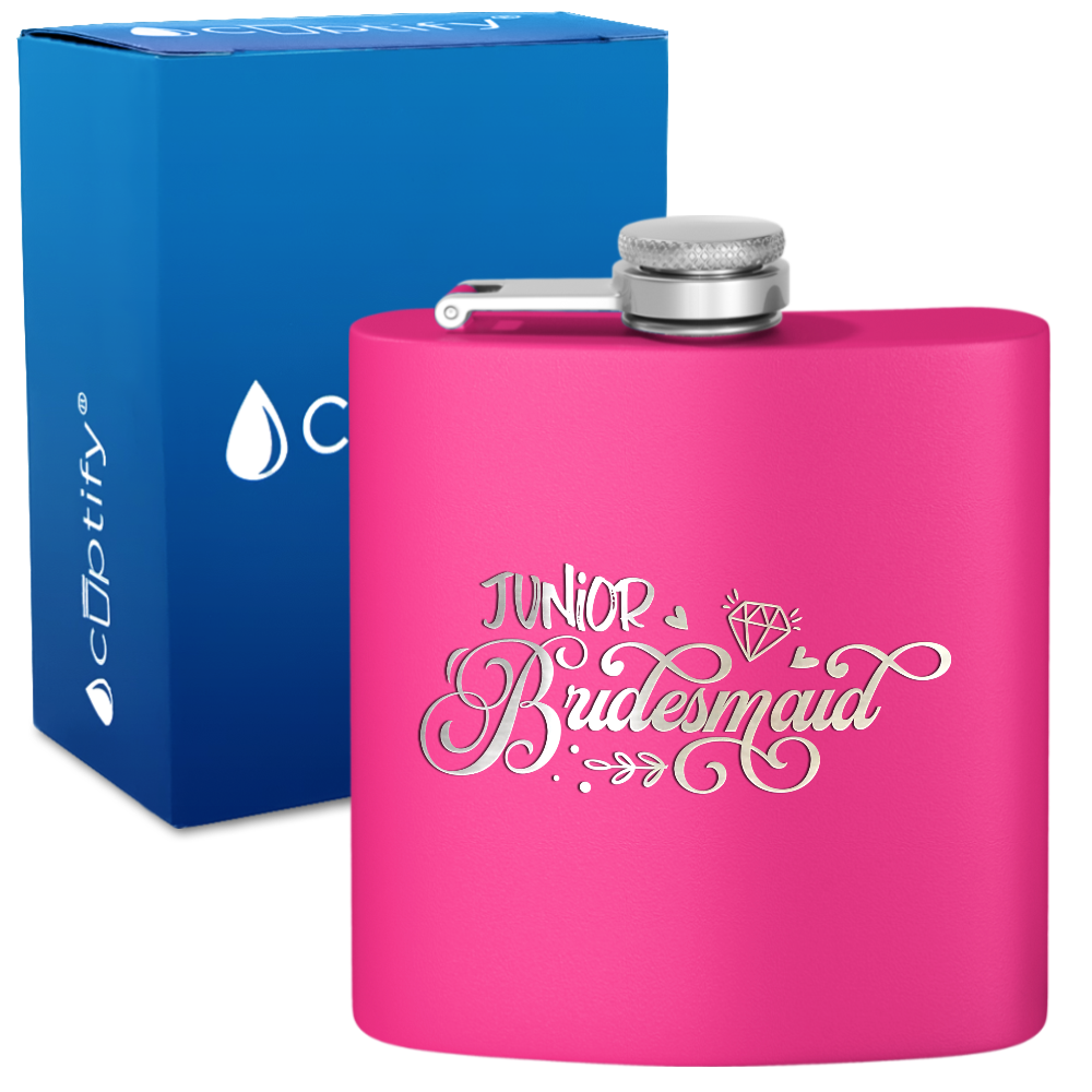Junior Bridesmaid 6 oz Stainless Steel Hip Flask