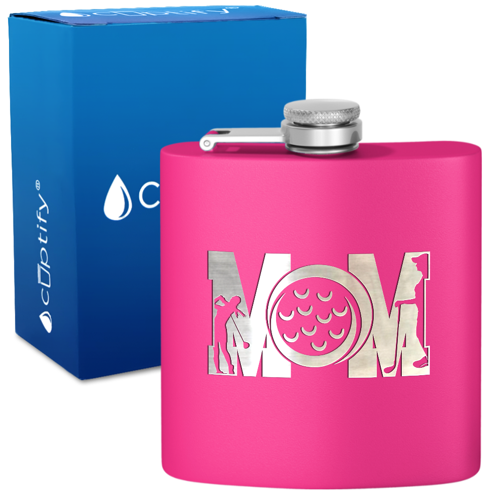 Golf Mom Silhouette 6oz Stainless Steel Hip Flask