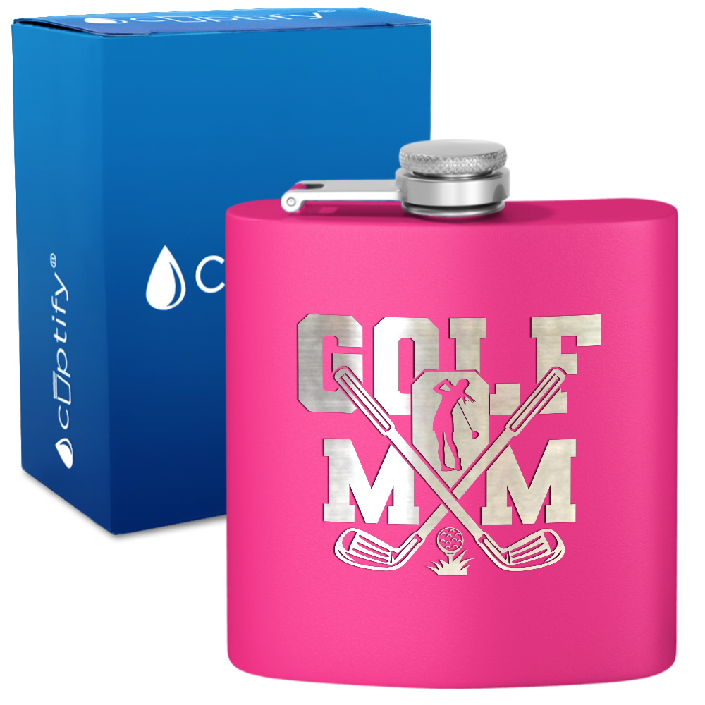 Golf Mom 6oz Stainless Steel Hip Flask