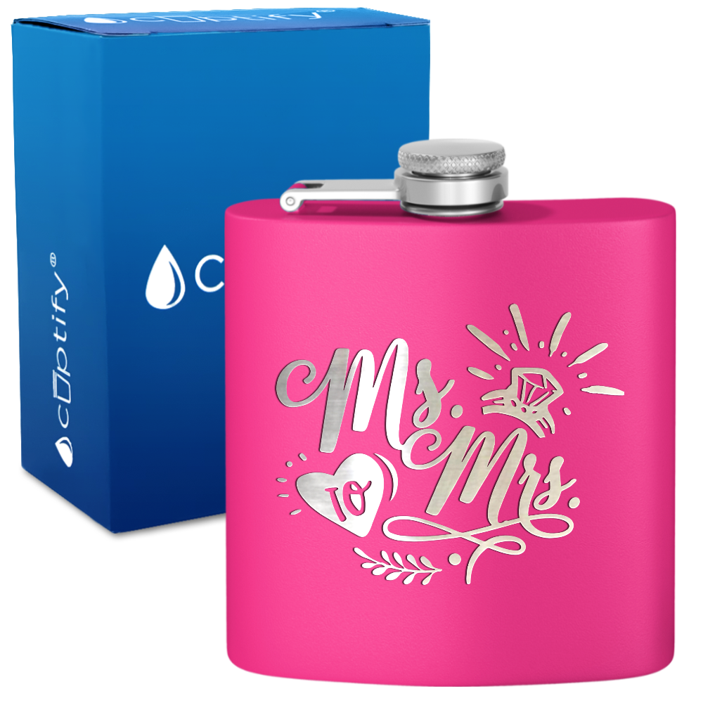 Ms. to Mrs. 6 oz Stainless Steel Hip Flask