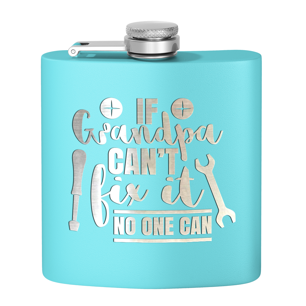 Grandpa Can Fix It 6 oz Stainless Steel Hip Flask