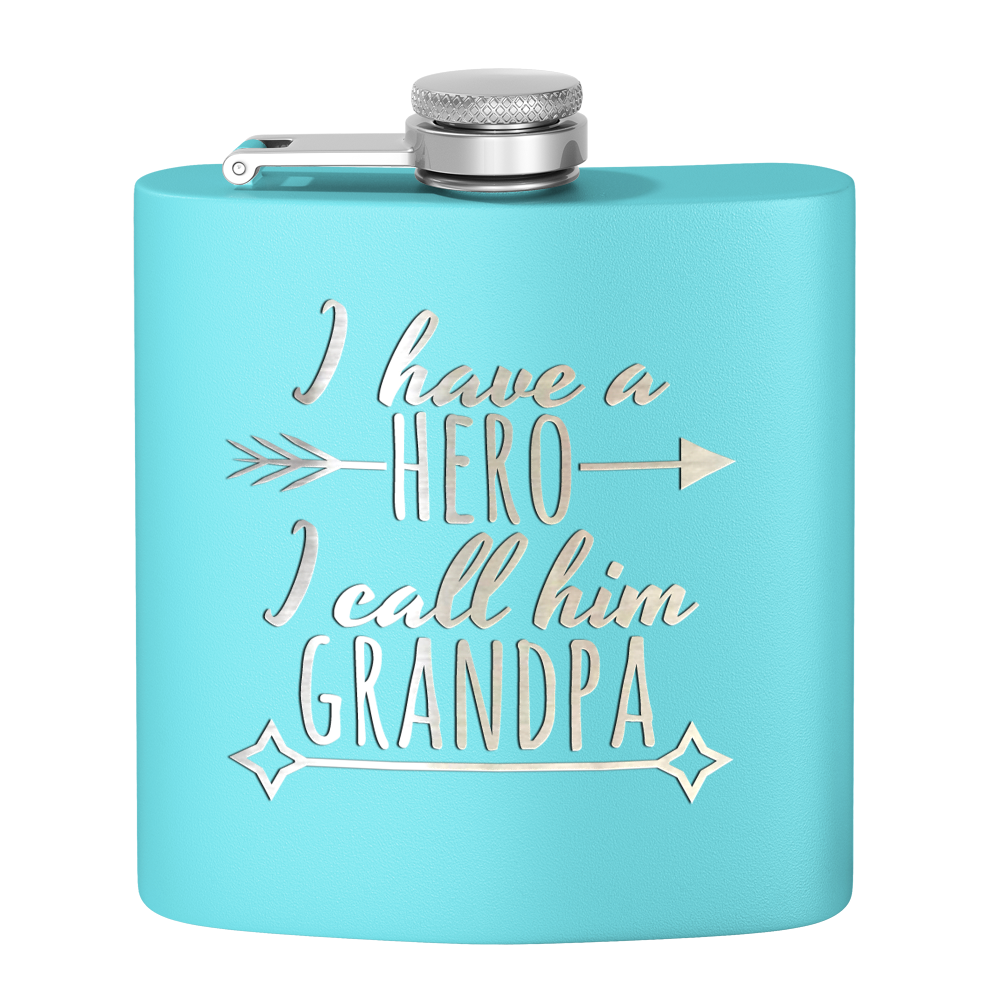 Grandpa Hero 6 oz Stainless Steel Hip Flask