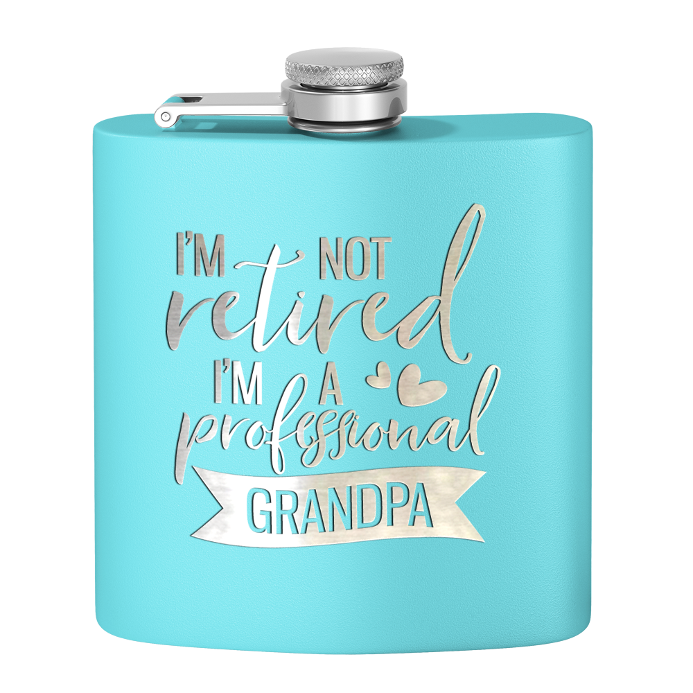 Professional Grandpa 6 oz Stainless Steel Hip Flask