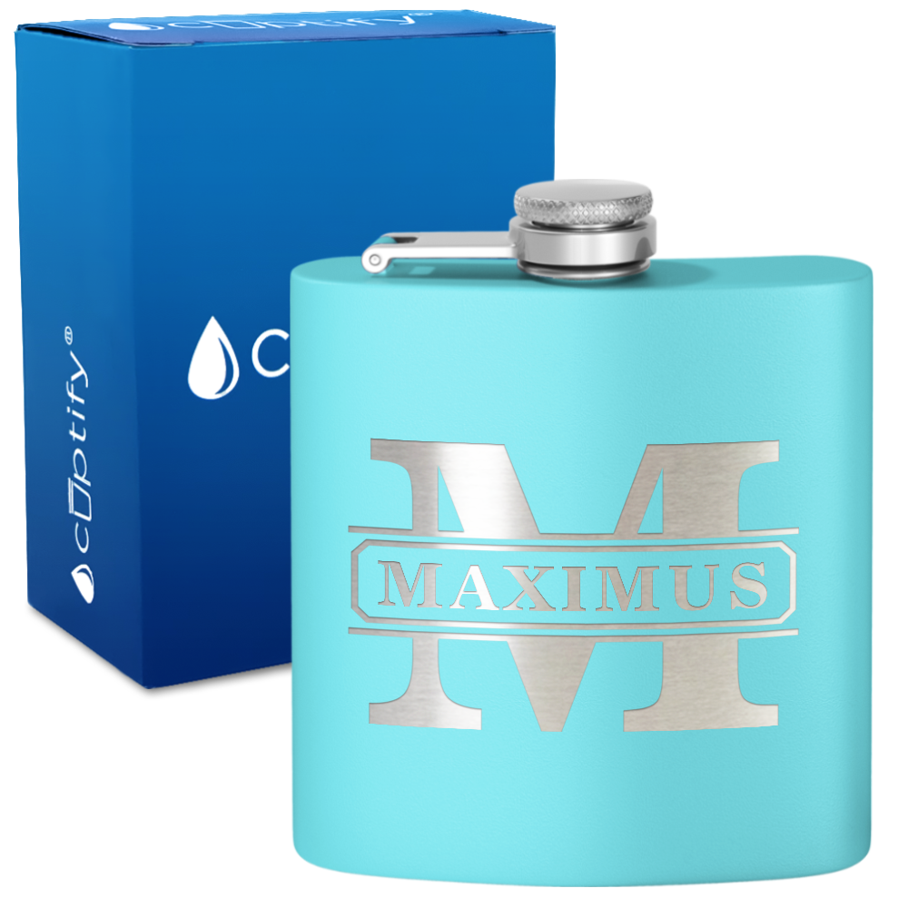 Personalized Vintage Block 6oz Hip Flask