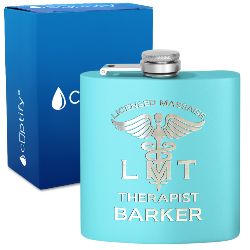 Personalized LMT Licensed Massage Therapist 6oz Stainless Steel Hip Flask