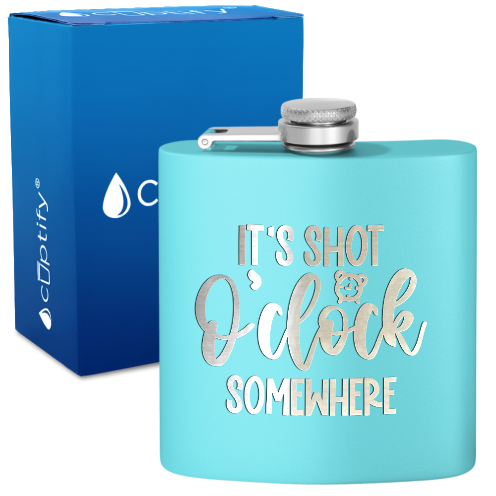 Its Shot O Clock 6 oz Stainless Steel Hip Flask