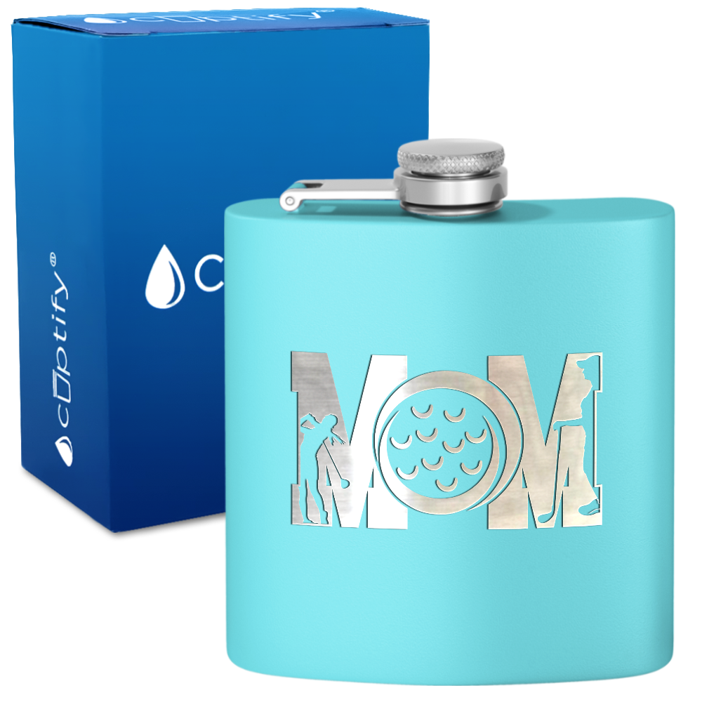 Golf Mom Silhouette 6oz Stainless Steel Hip Flask