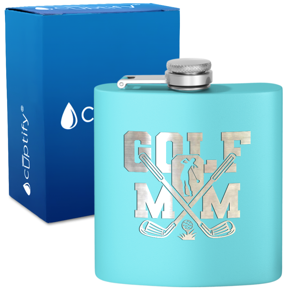 Golf Mom 6oz Stainless Steel Hip Flask