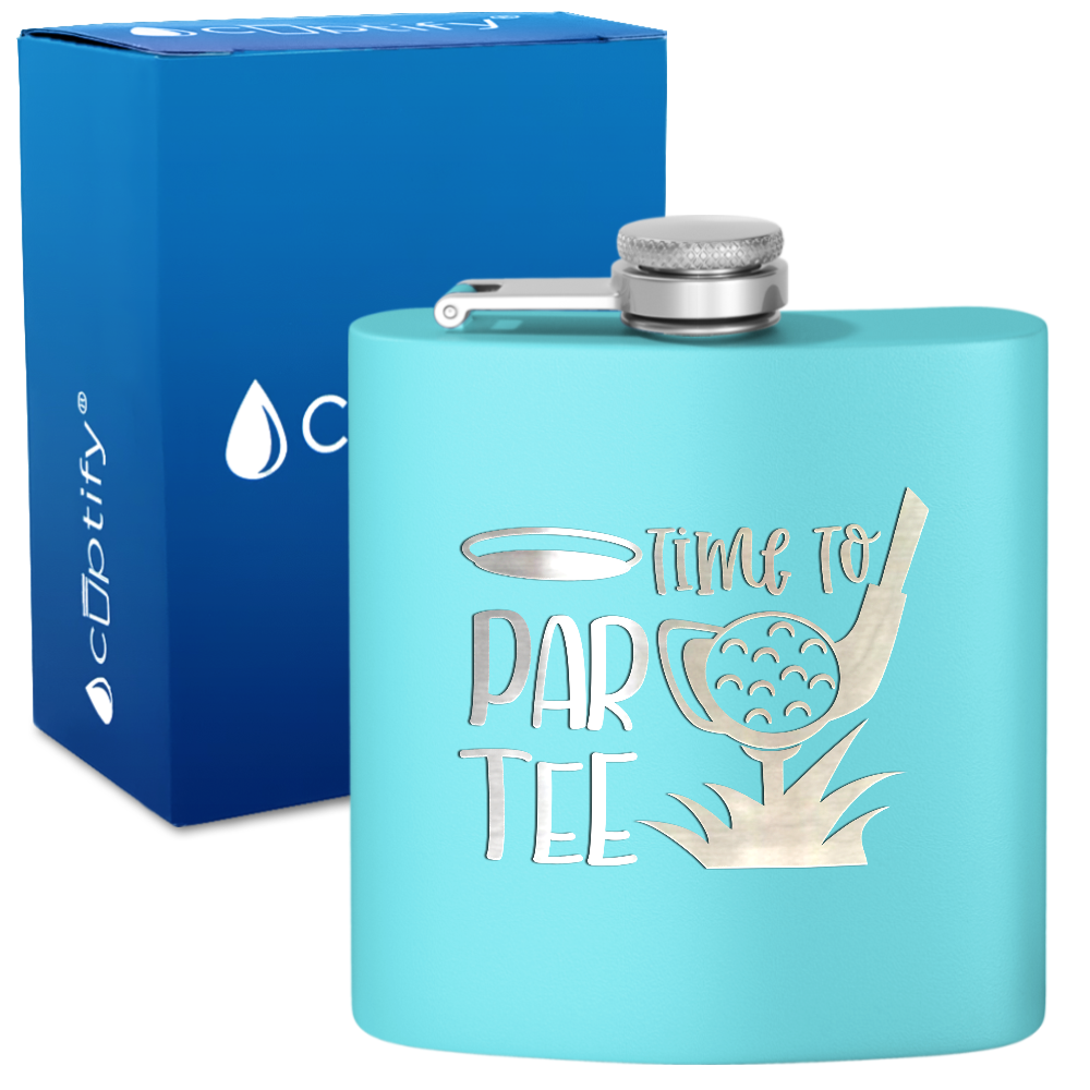 Golf Time to Par-tee 6oz Stainless Steel Hip Flask
