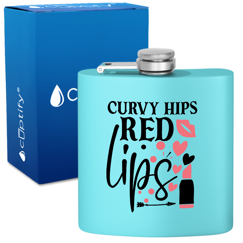 Curvy Hips Red Lips 6oz Stainless Steel Hip Flask