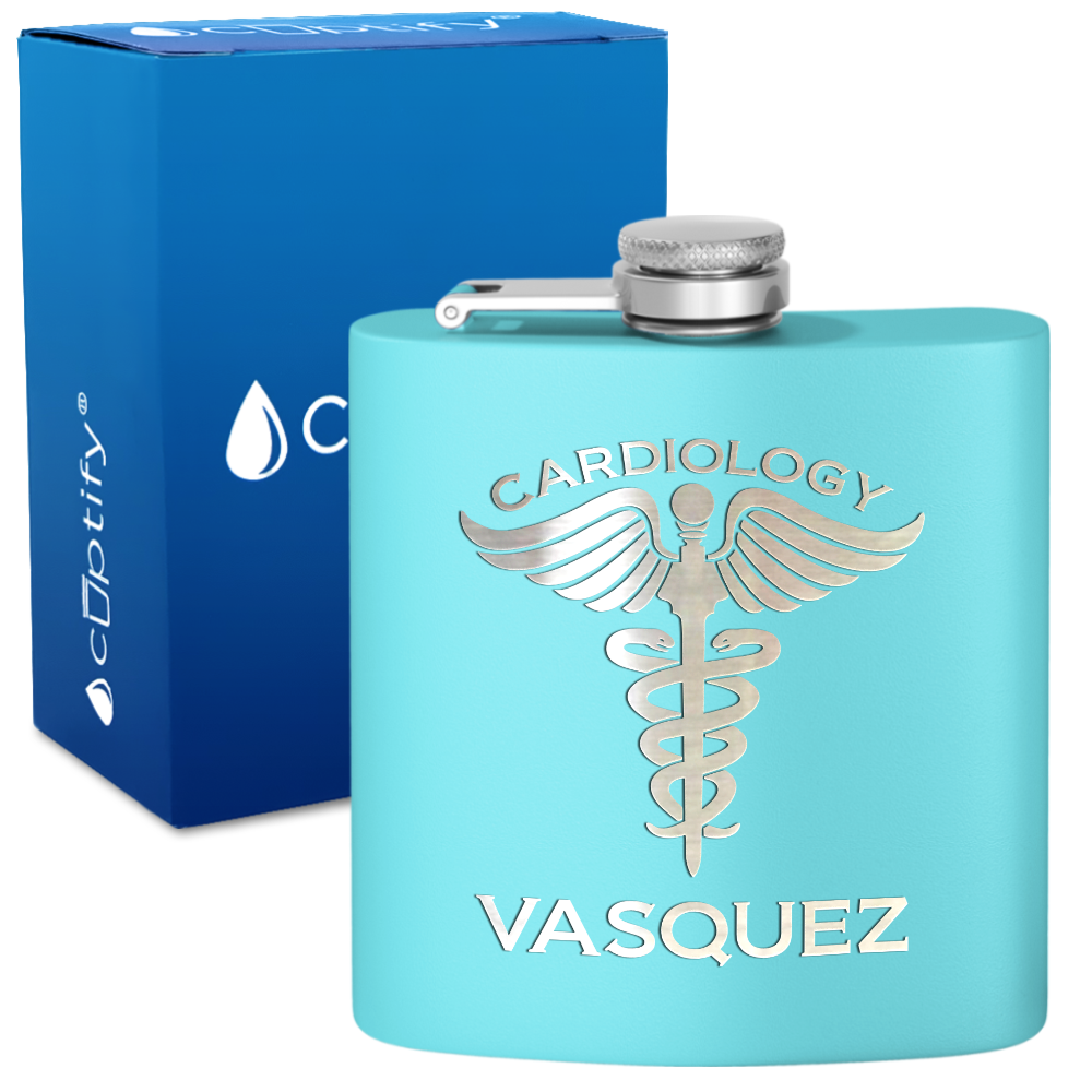 Personalized Cardiology 6oz Stainless Steel Hip Flask