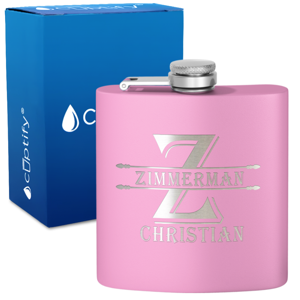 Personalized Initial Block 6oz Hip Flask