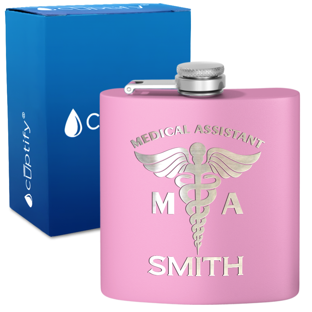 Personalized MA Medical Assistant 6oz Stainless Steel Hip Flask