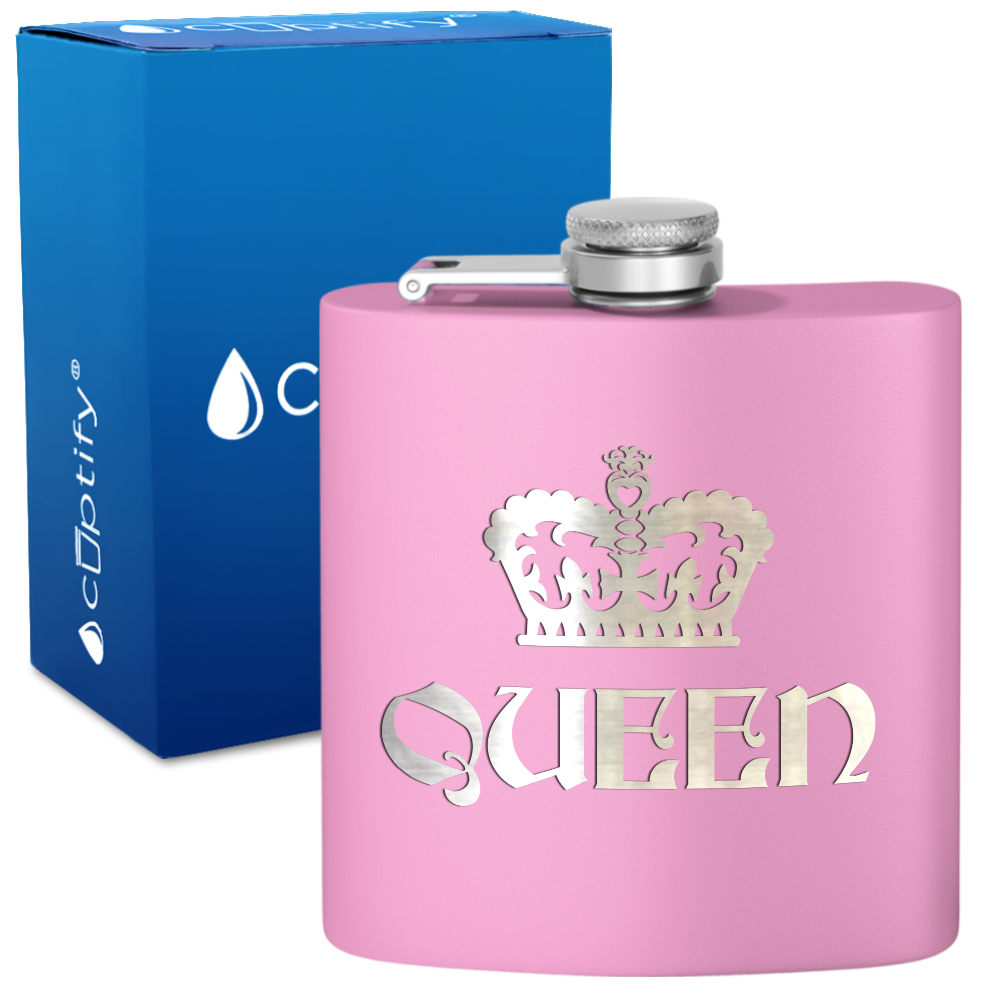 Queen Crown 6 oz Stainless Steel Hip Flask