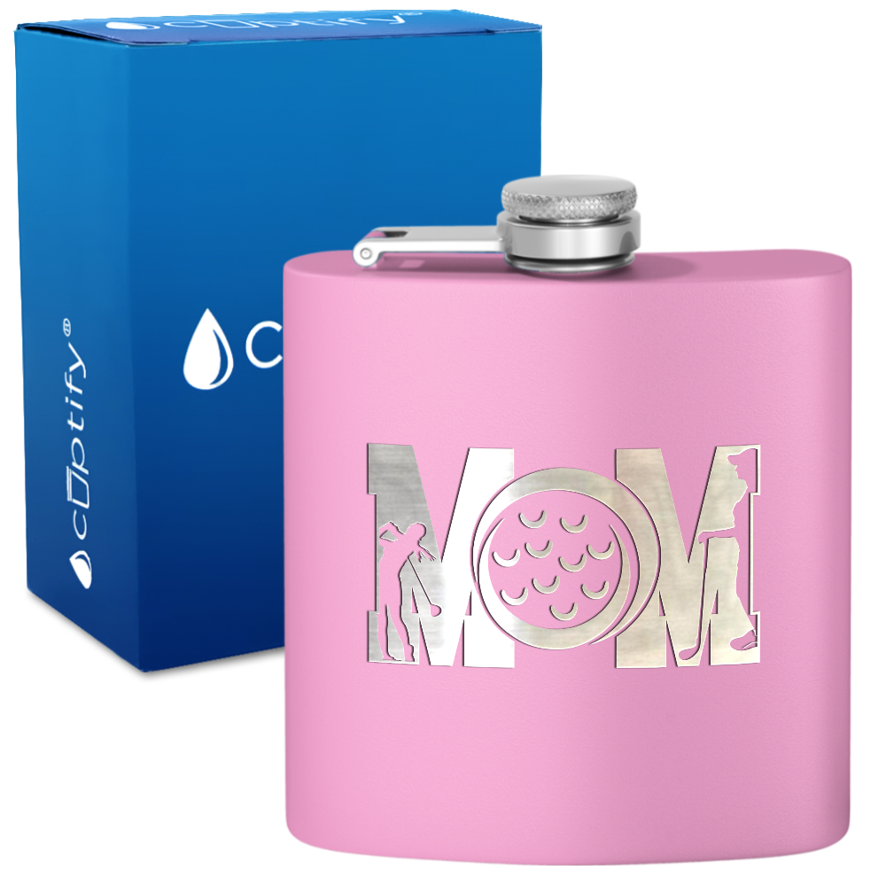 Golf Mom Silhouette 6oz Stainless Steel Hip Flask