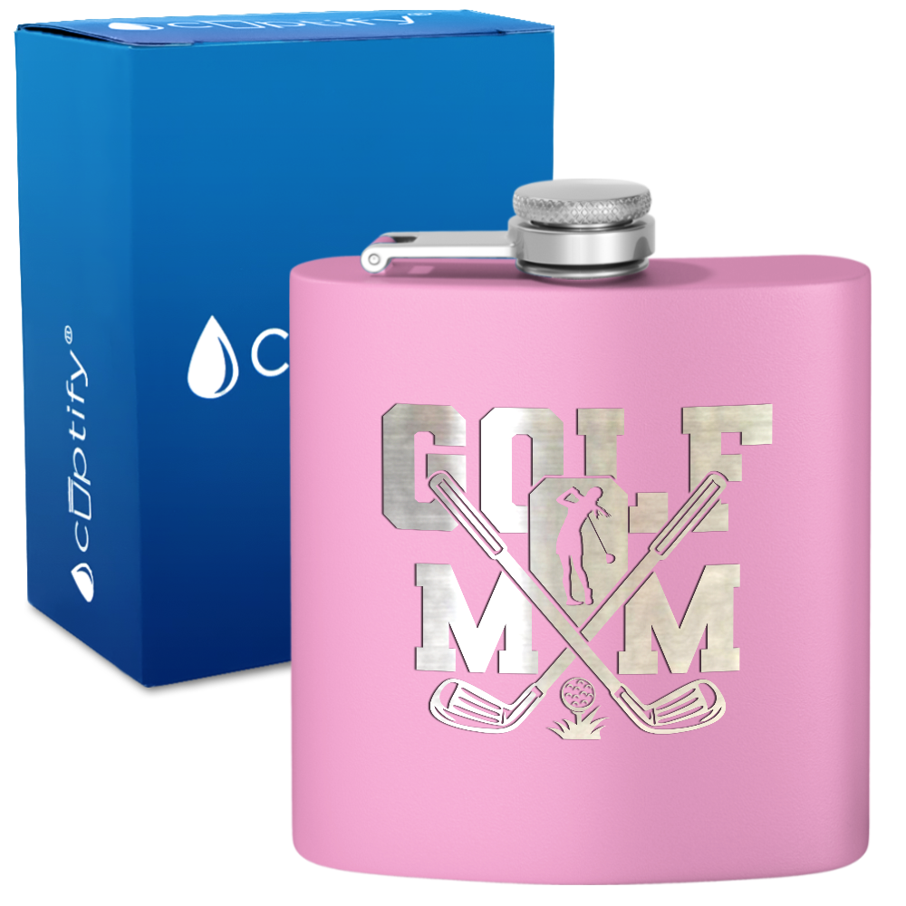 Golf Mom 6oz Stainless Steel Hip Flask