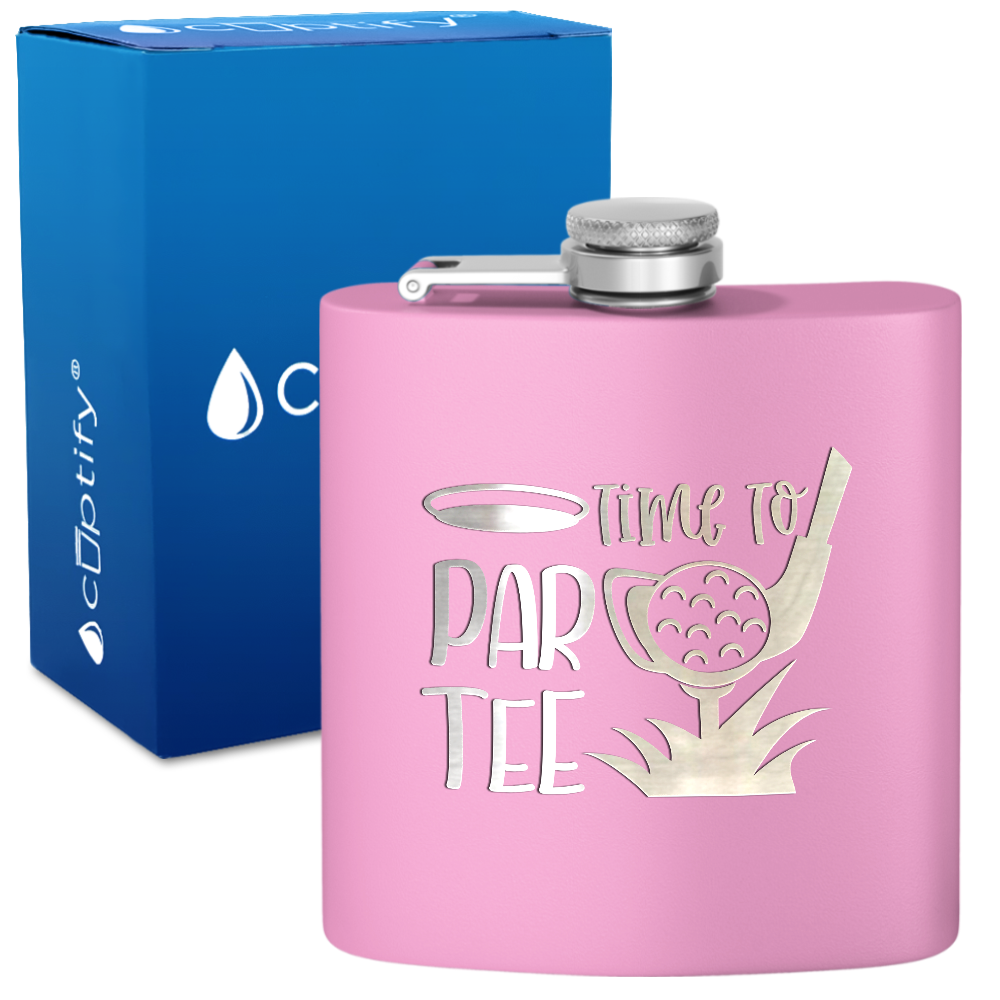 Golf Time to Par-tee 6oz Stainless Steel Hip Flask