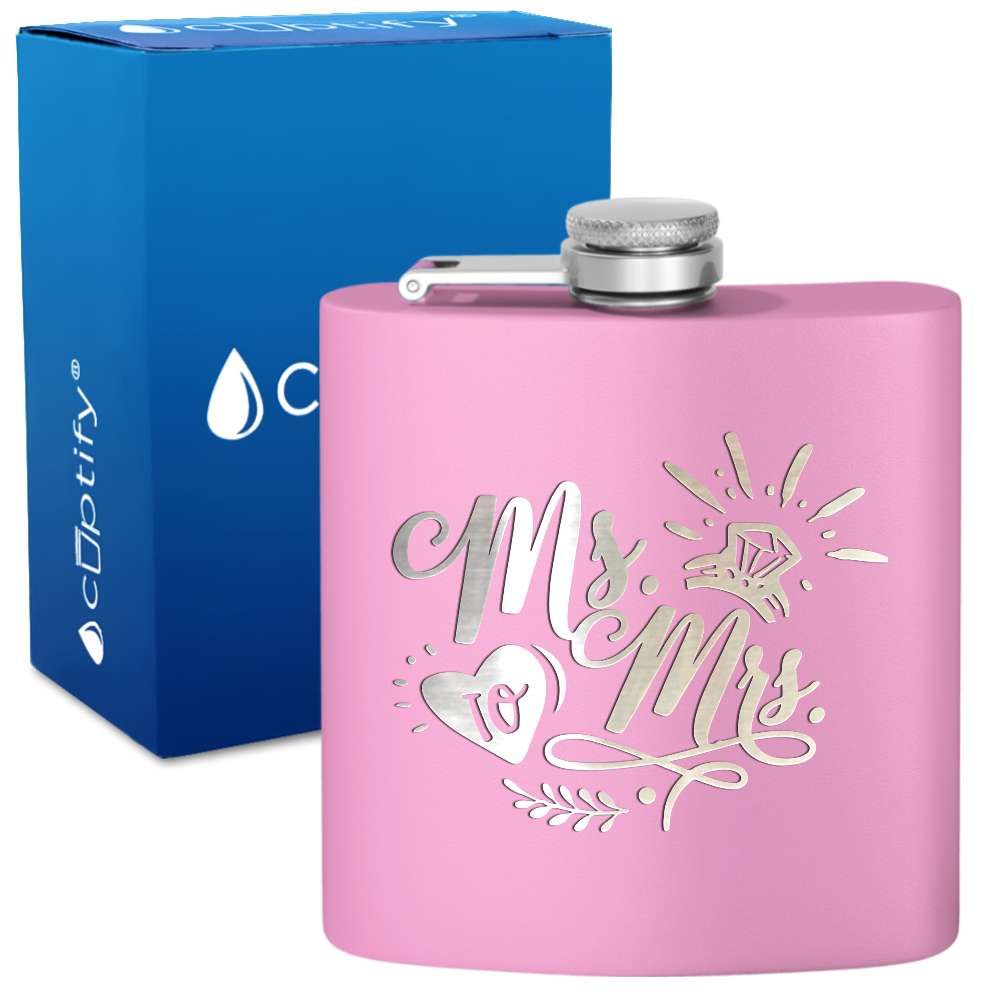 Ms. to Mrs. 6 oz Stainless Steel Hip Flask