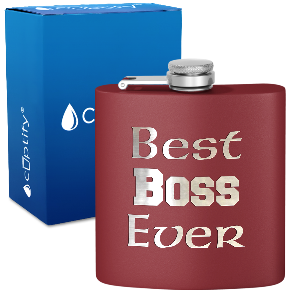 Best Boss Ever 6oz Stainless Steel Hip Flask