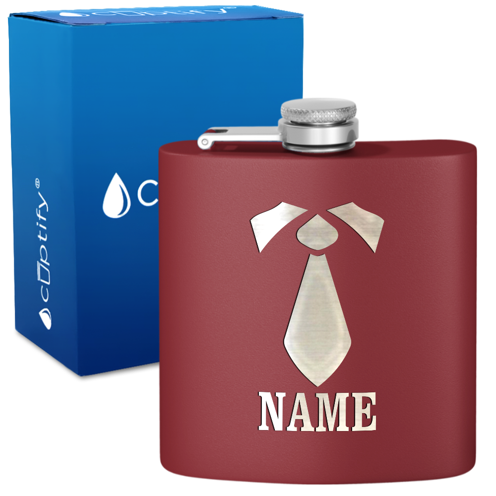 Personalized Neck Tie Groomsmen 6 oz Stainless Steel Hip Flask