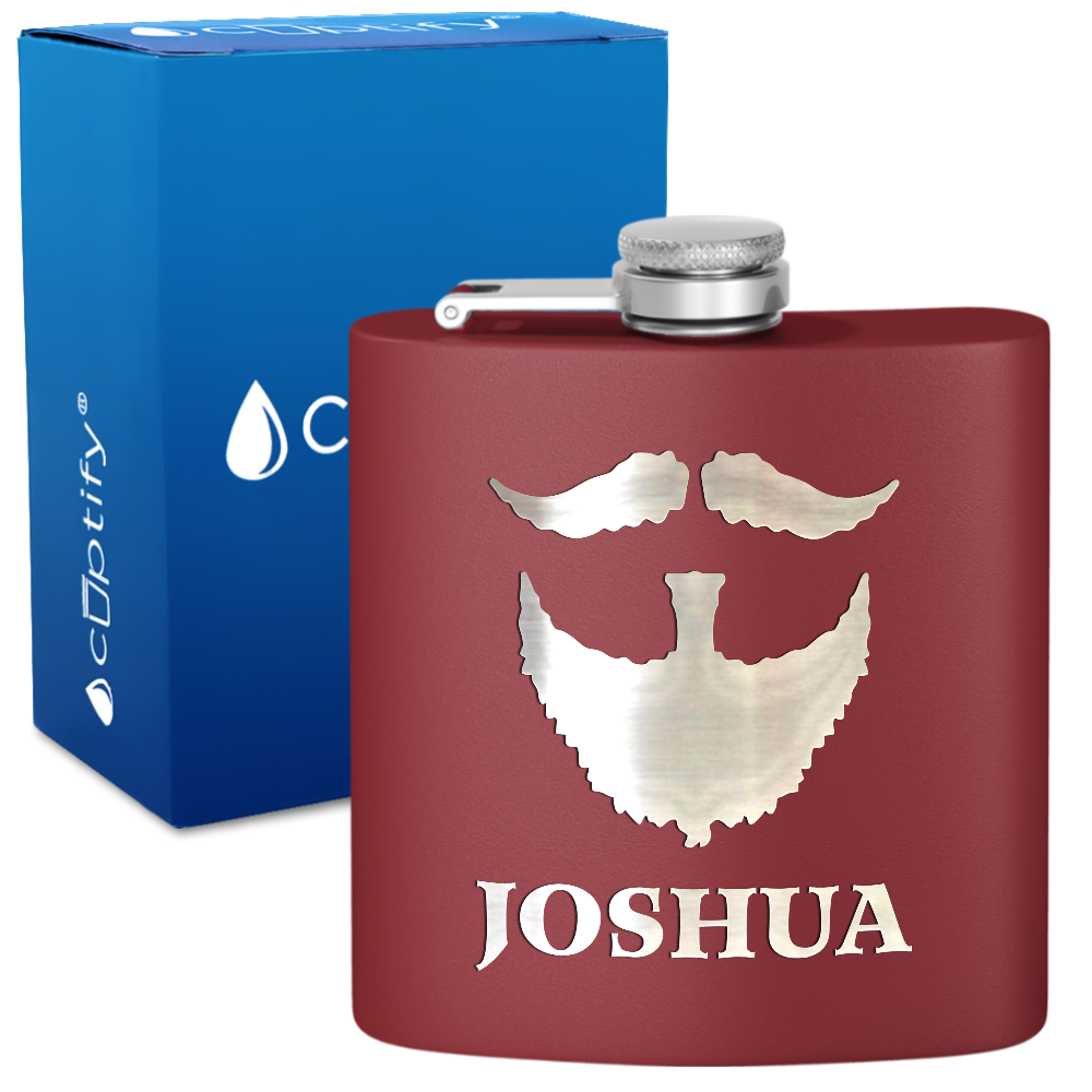 Personalized Beard Groomsmen 6 oz Stainless Steel Hip Flask