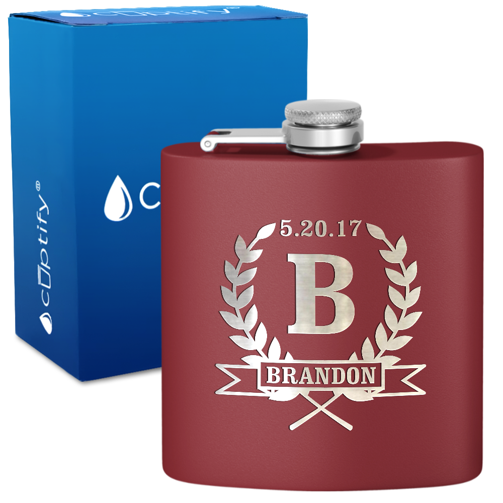 Personalized Groomsmen 6 oz Stainless Steel Hip Flask