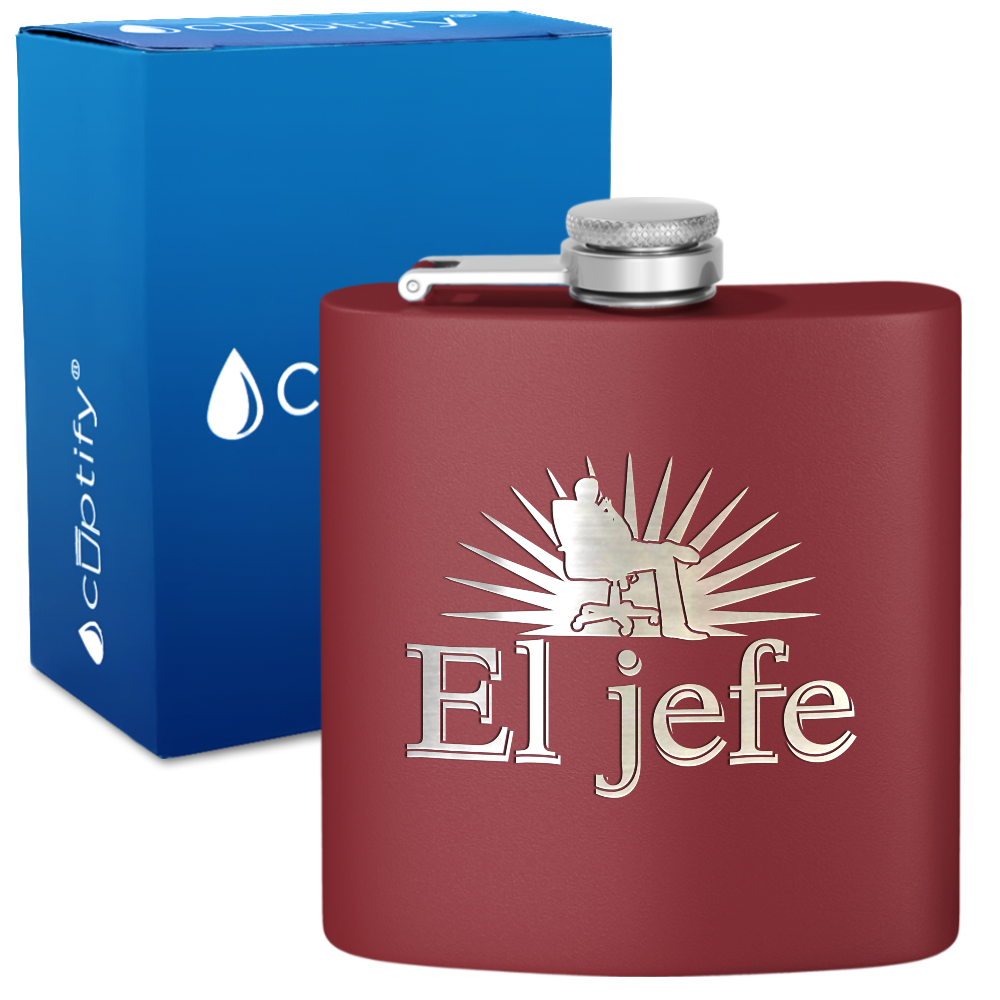 El Jefe 6oz Stainless Steel Hip Flask