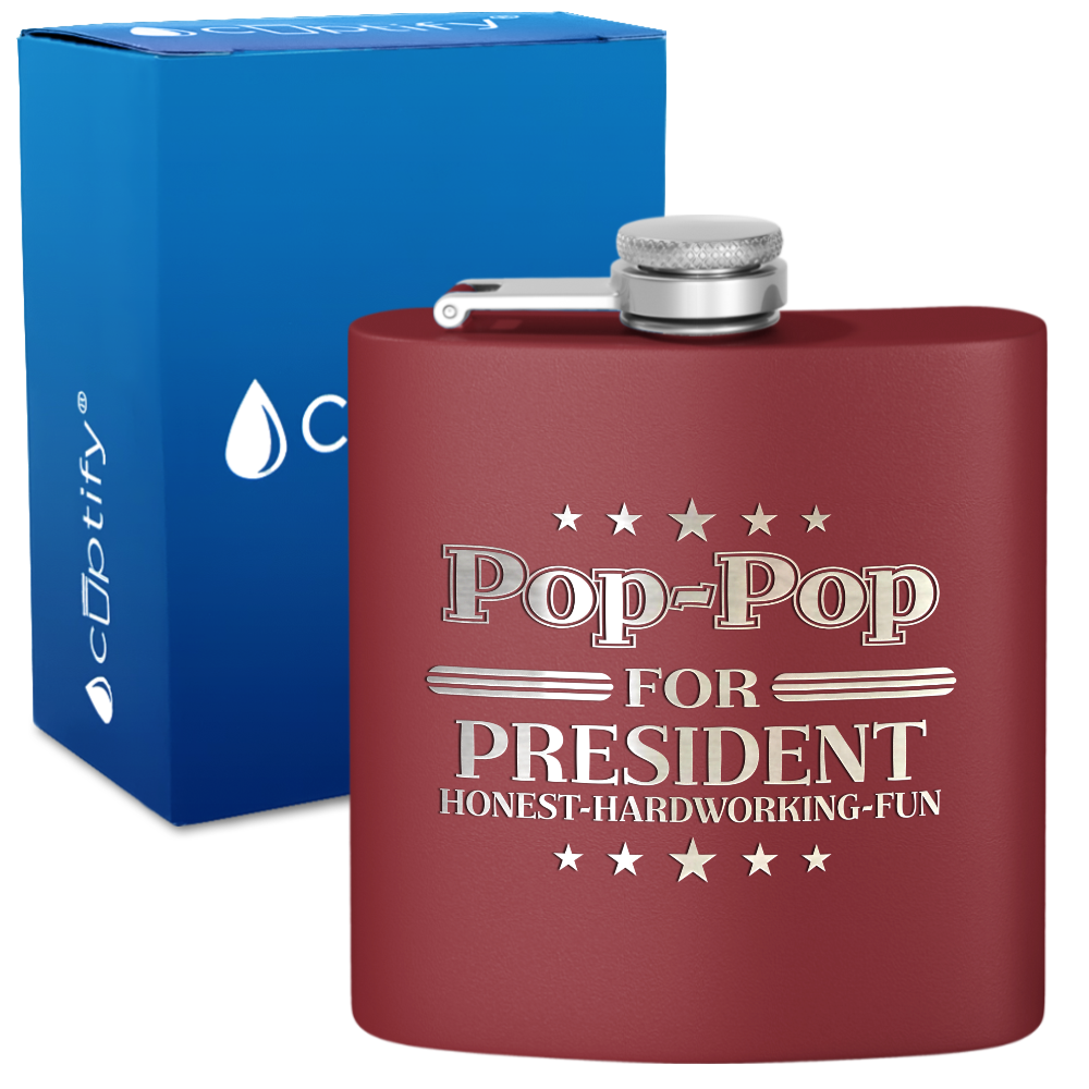 Pop-Pop for President 6 oz Stainless Steel Hip Flask