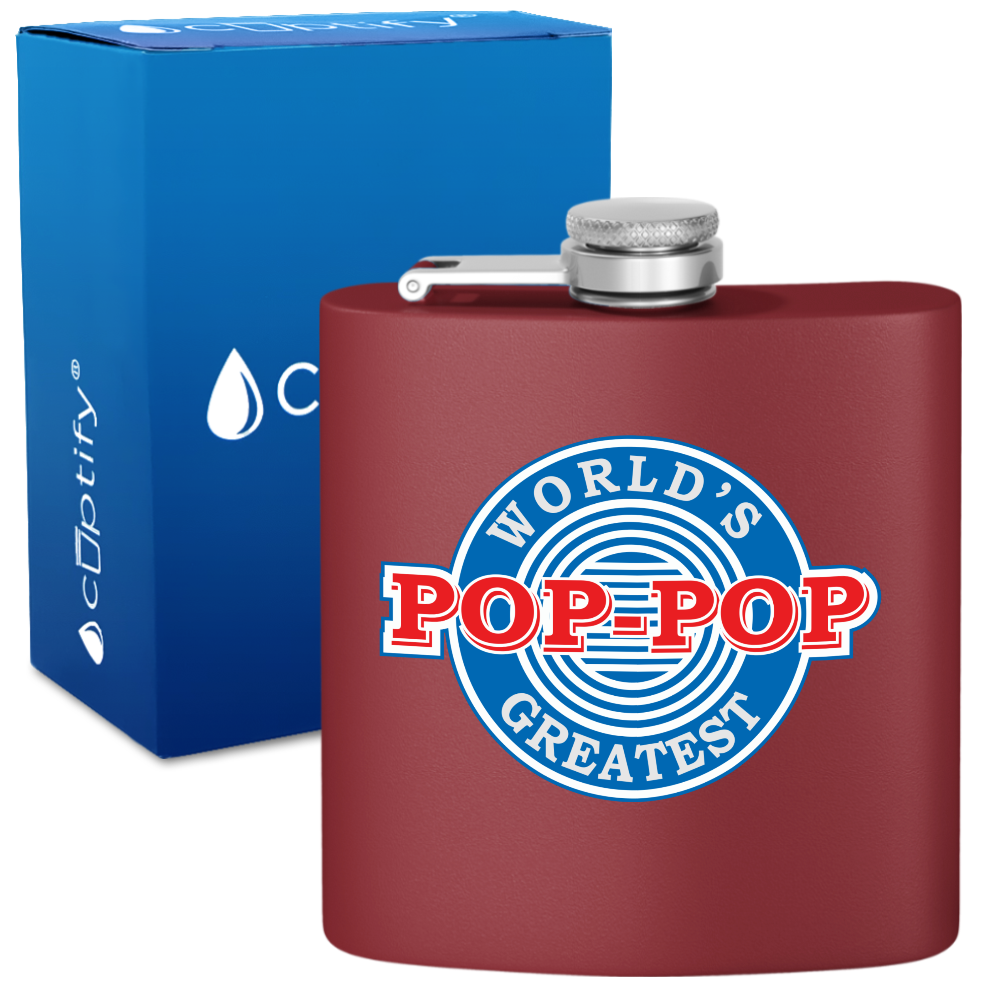 The Worlds Greatest Pop-Pop 6 oz Stainless Steel Hip Flask