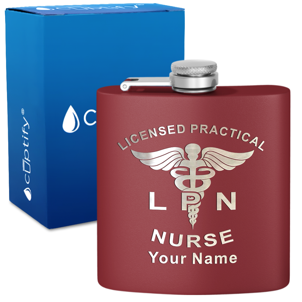 Personalized LPN Licensed Practical Nurse 6oz Stainless Steel Hip Flask