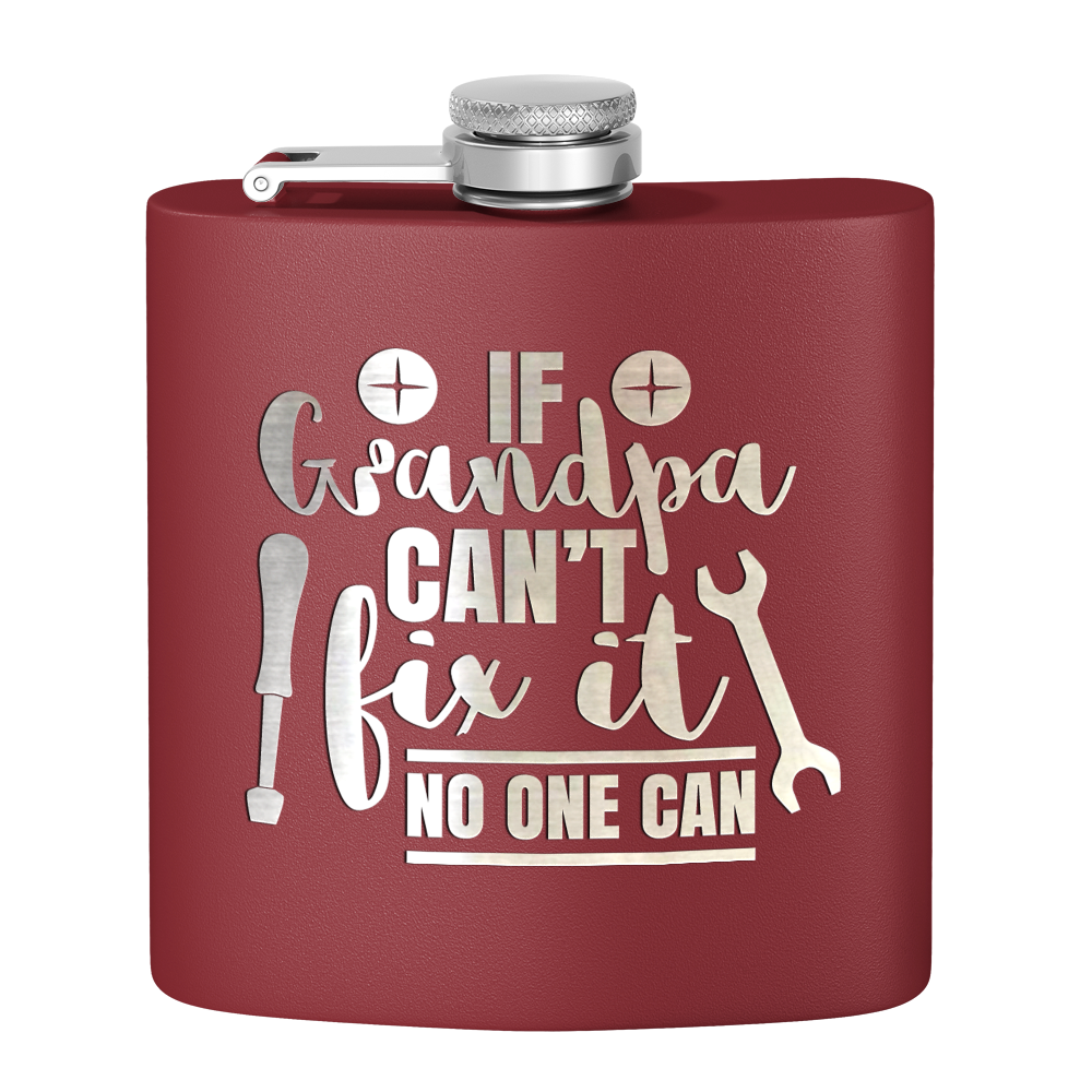 Grandpa Can Fix It 6 oz Stainless Steel Hip Flask