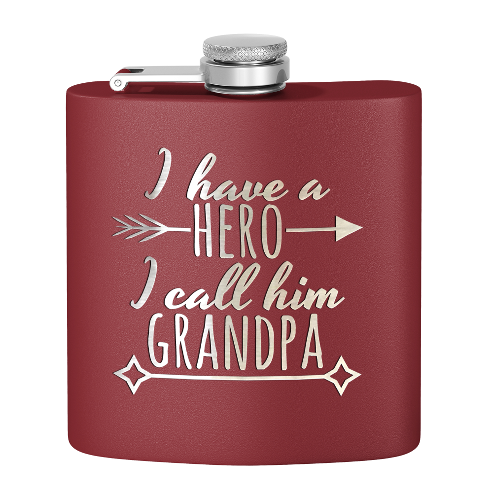 Grandpa Hero 6 oz Stainless Steel Hip Flask