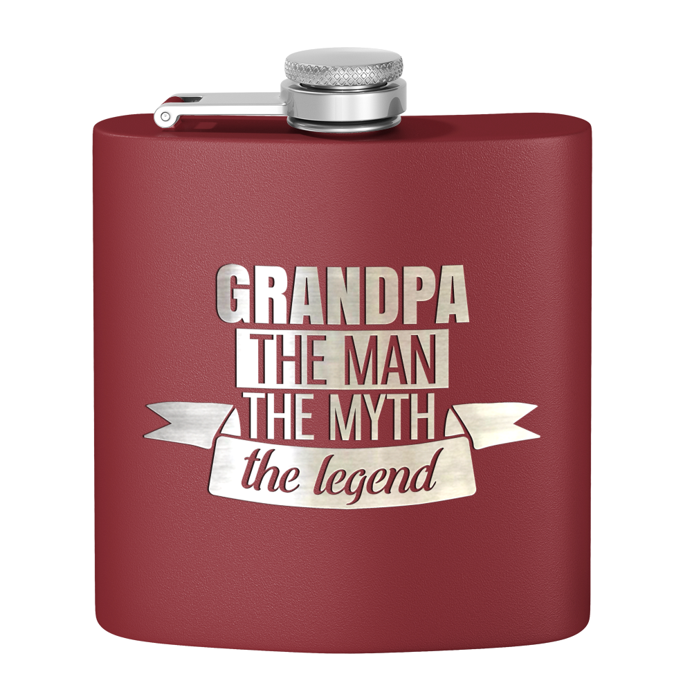 Grandpa The Man 6 oz Stainless Steel Hip Flask