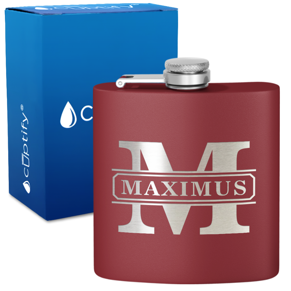 Personalized Vintage Block 6oz Hip Flask