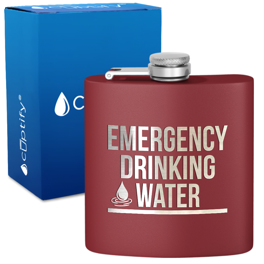 Emergency Drinking Water 6 oz Stainless Steel Hip Flask