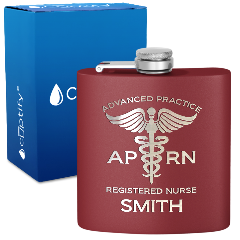 Personalized APRN Advanced Practice Registered Nurse 6oz Stainless Steel Hip Flask