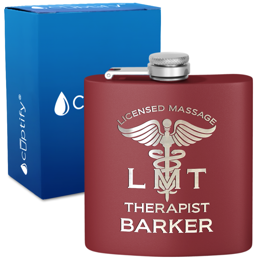 Personalized LMT Licensed Massage Therapist 6oz Stainless Steel Hip Flask