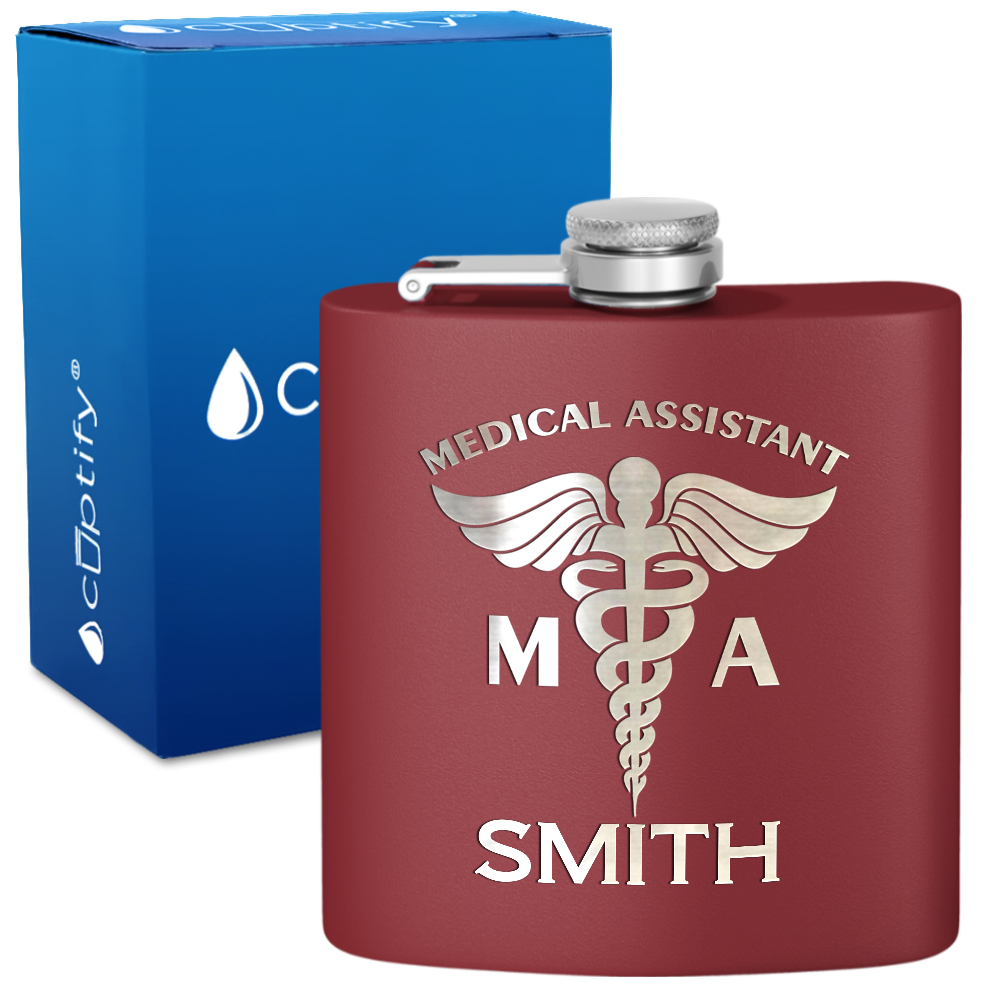 Personalized MA Medical Assistant 6oz Stainless Steel Hip Flask