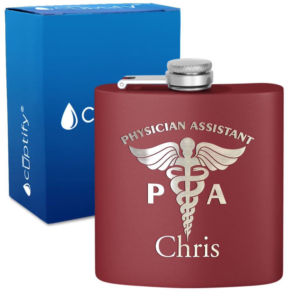 Personalized PA Physician Assistant 6oz Stainless Steel Hip Flask