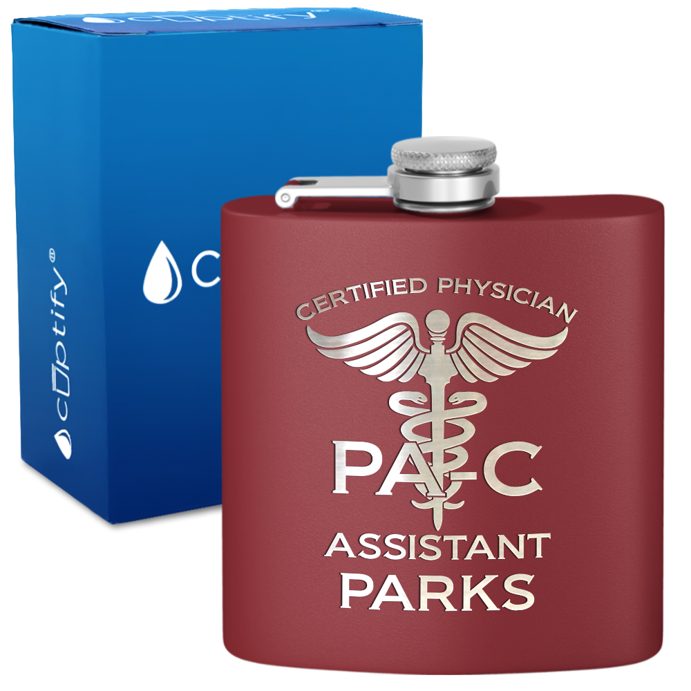 Personalized PA-C Certified Physician Assistant 6oz Stainless Steel Hip Flask