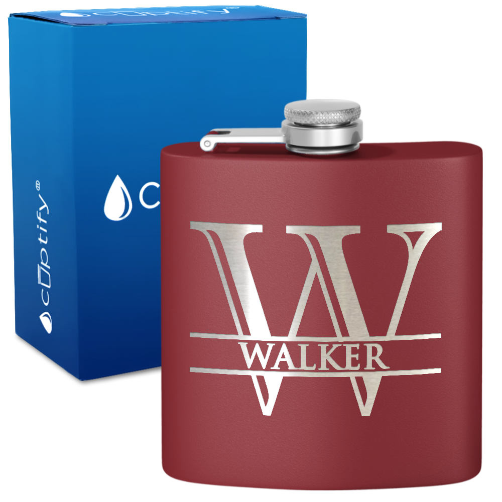 Personalized Split Script 6oz Hip Flask