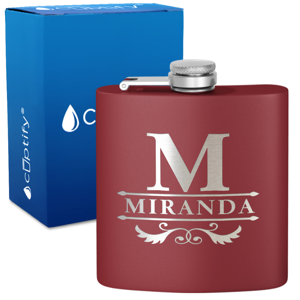 Personalized Initial Style 6oz Hip Flask